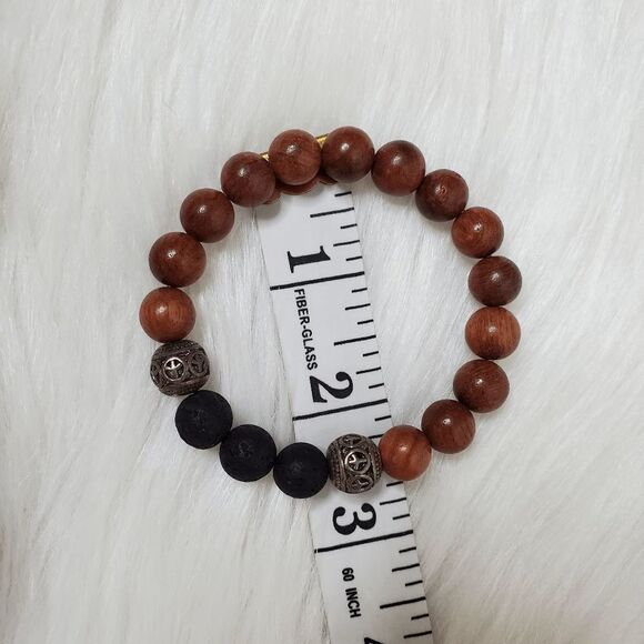 ESSENTIAL CHARMS Rosewood and lava stones stretch bracelet size S/M - Picture 11 of 11